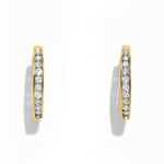 Load image into Gallery viewer, Brilliant 14K Yellow Gold or White Gold Pave Huggie Earrings

