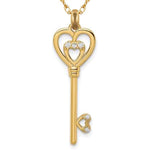 Load image into Gallery viewer, Elegant 14K Gold Solid Heart Long Key Pendant
