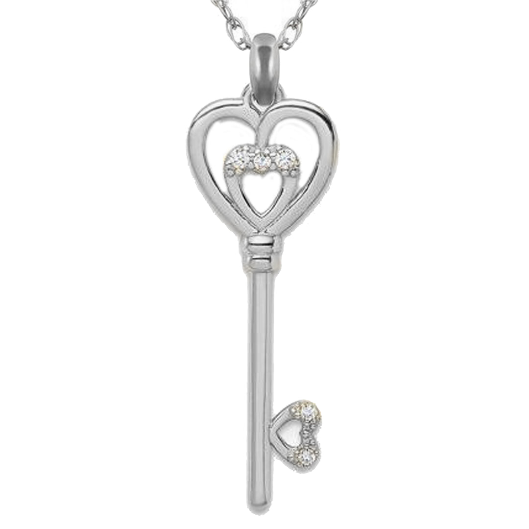Elegant 14K Gold Solid Heart Long Key Pendant