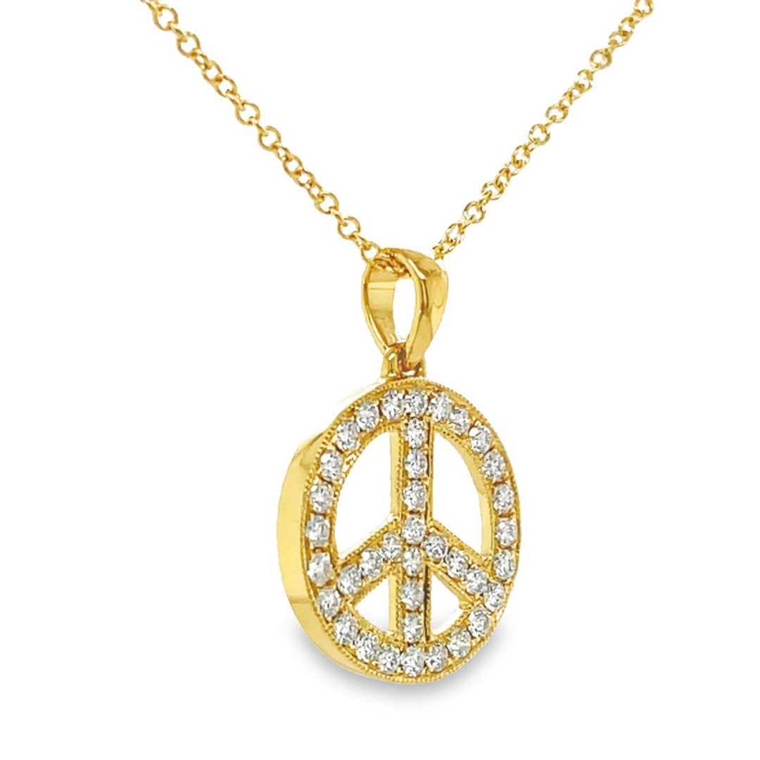 Captivating 14K Yellow Gold or White Gold Peace Sign Necklace