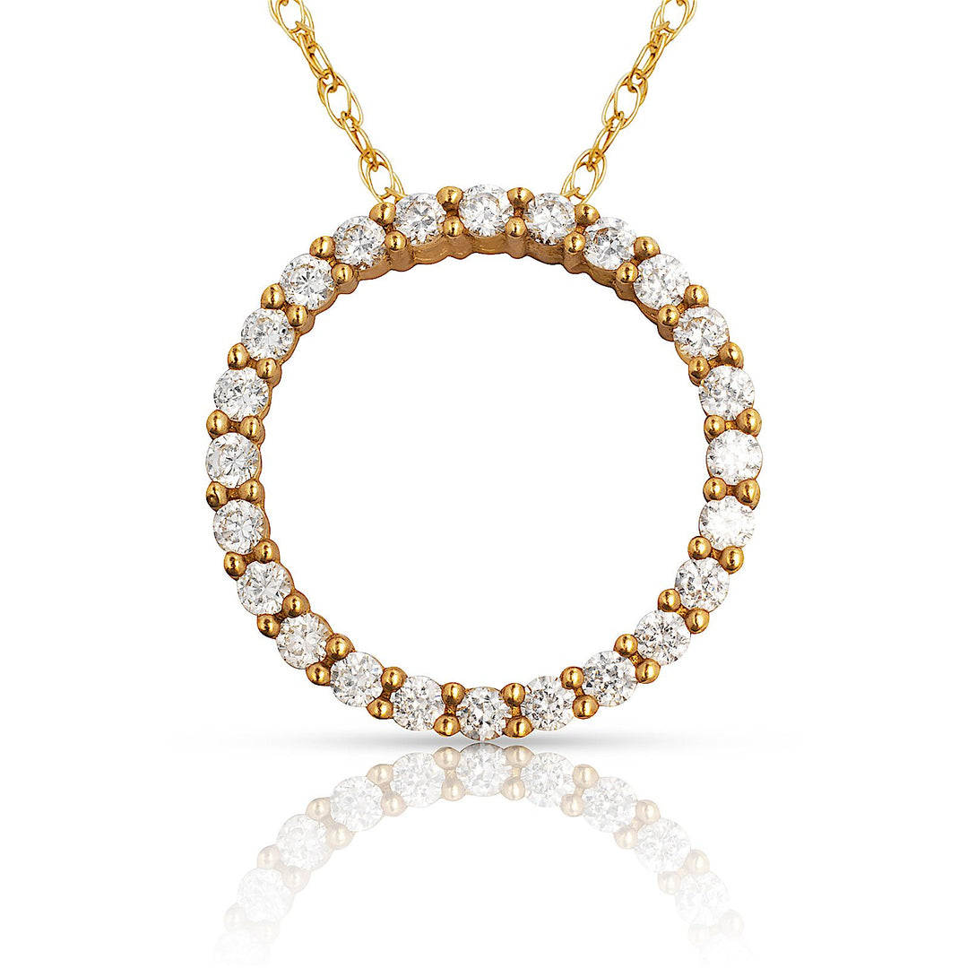 Brilliant 14K Yellow Round Floating Pendant Necklace