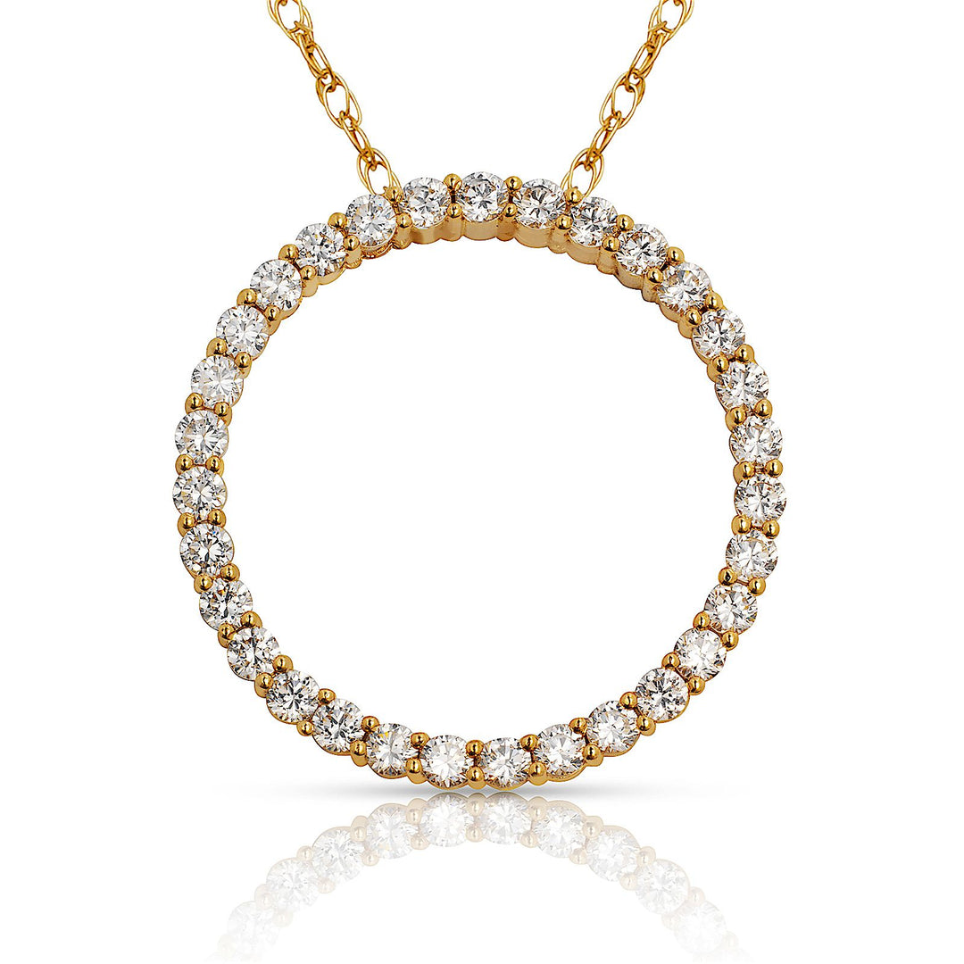 Brilliant 14K Yellow Round Floating Pendant Necklace