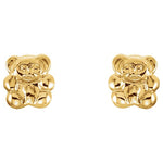 Load image into Gallery viewer, 14k Solid Yellow Gold Teddy Stamping Earrings
