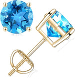 Load image into Gallery viewer, 14K Yellow Gold Small Basket Set Birthstone Screw Back Earrings
