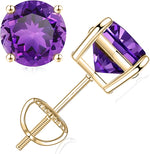 Load image into Gallery viewer, 14K Yellow Gold Small Basket Set Birthstone Screw Back Earrings
