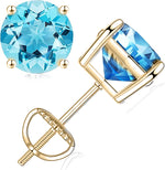 Load image into Gallery viewer, 14K Yellow Gold Small Basket Set Birthstone Screw Back Earrings
