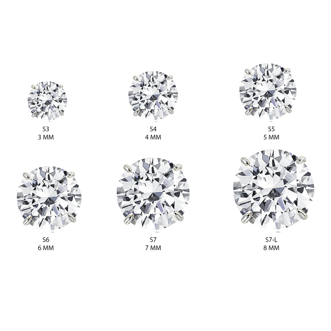 14K White Gold Basket Set Screwback Earrings with CZ in Various Stone Sizes