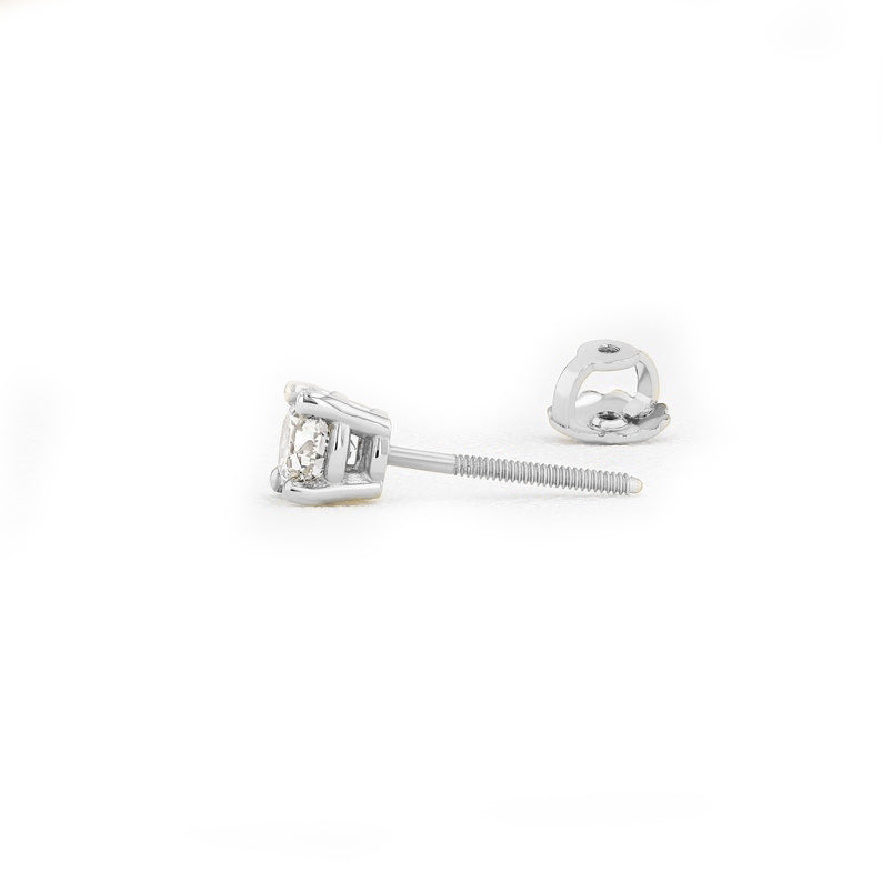 14K White Gold Basket Set Screwback Earrings with CZ in Various Stone Sizes