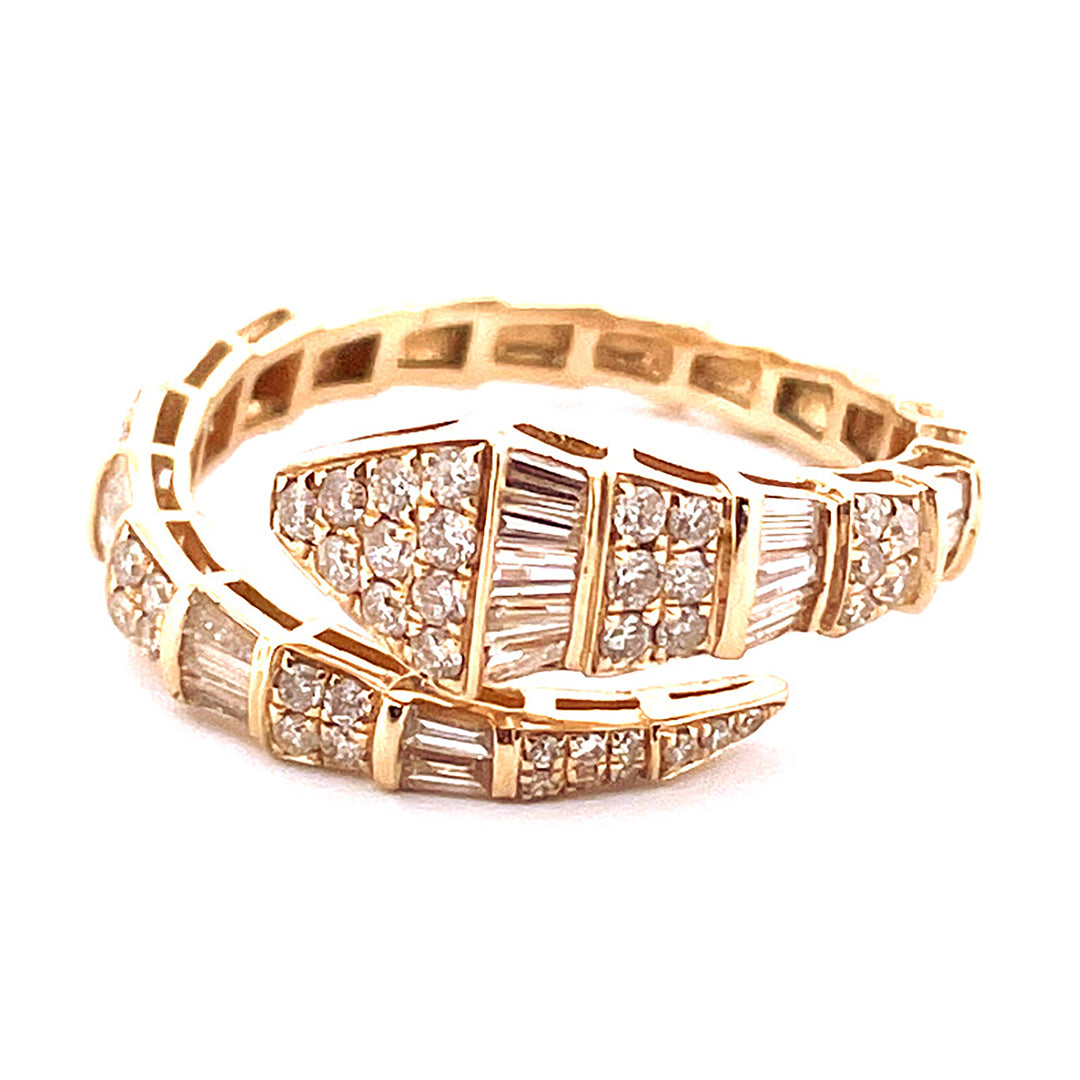 14k Yellow Gold Diamond Snake Tail Ring