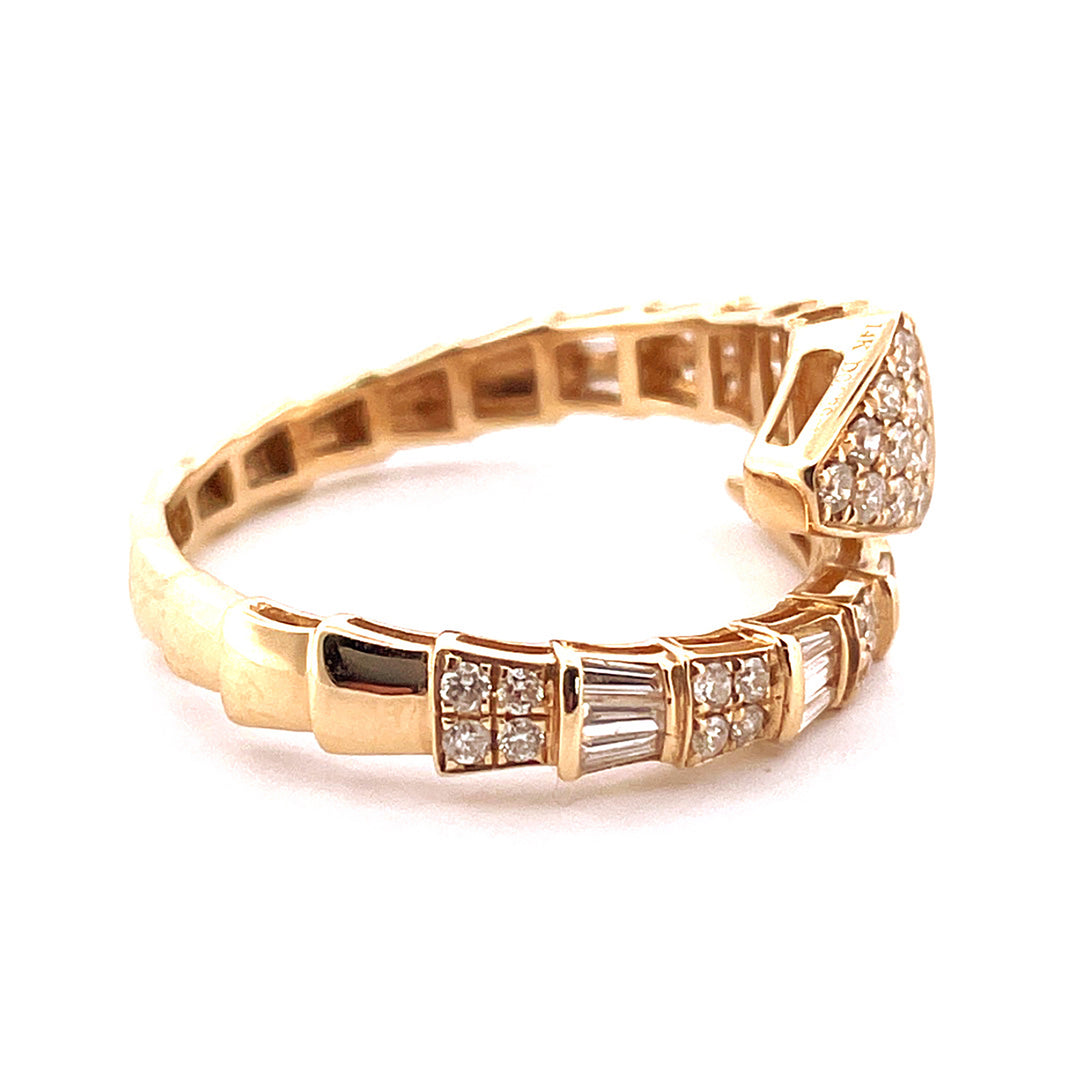 14k Yellow Gold Diamond Snake Tail Ring