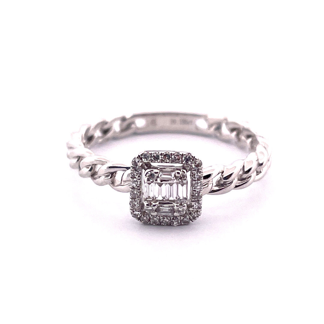 Dainty 14k White Gold Diamond Ring