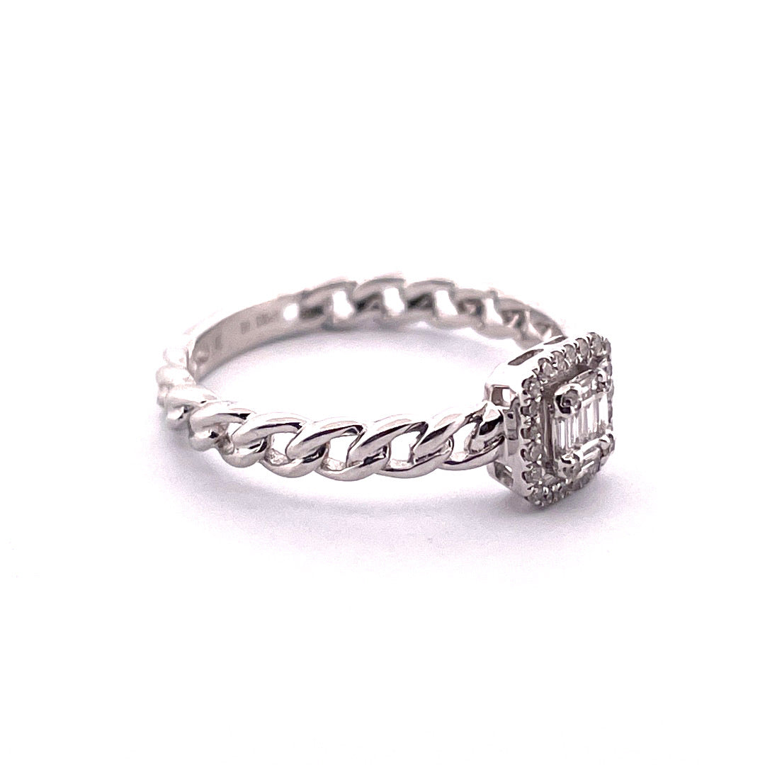 Dainty 14k White Gold Diamond Ring