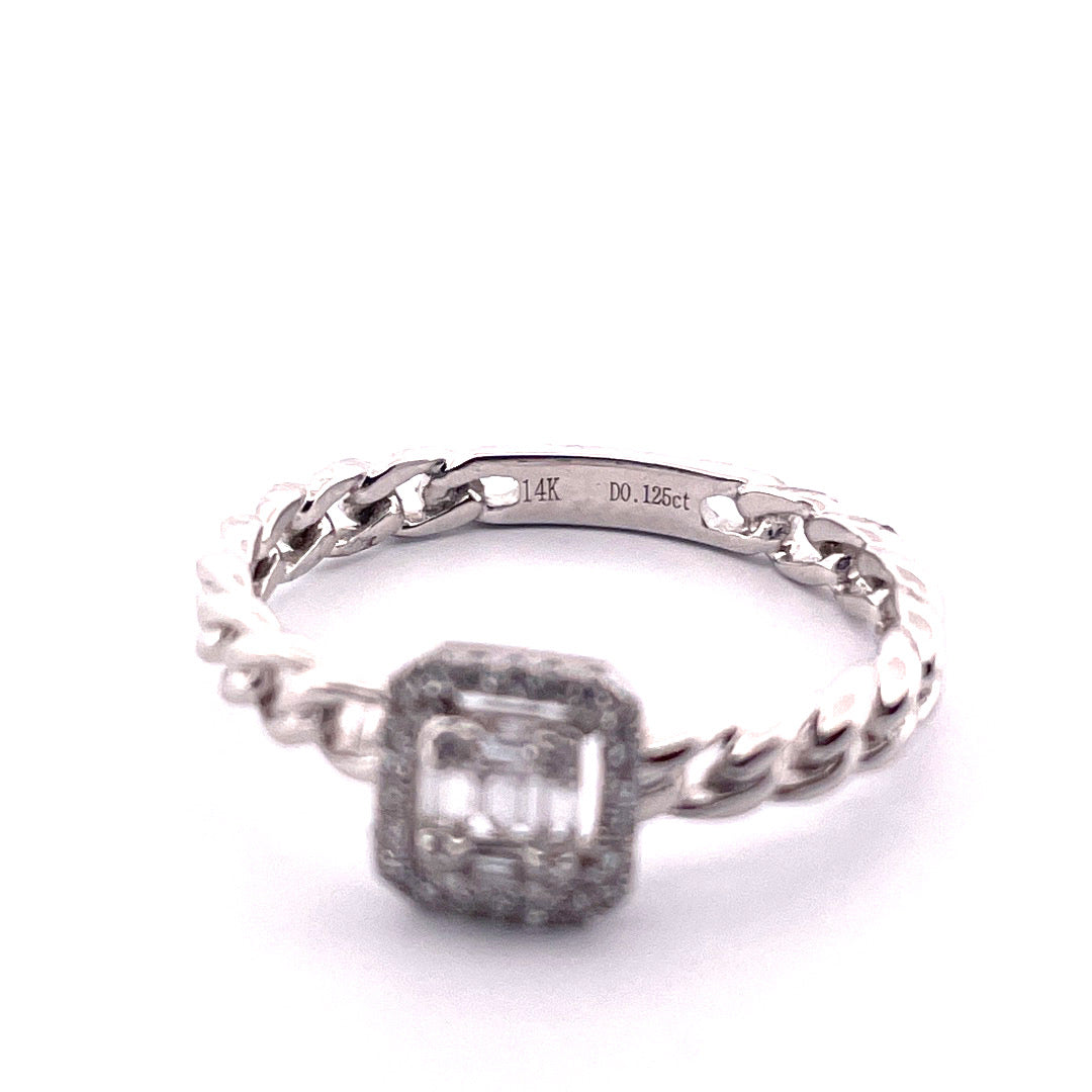 Dainty 14k White Gold Diamond Ring