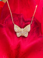 Load image into Gallery viewer, Lightweight 14k Yellow Gold or White Gold Butterfly Diamond Necklace
