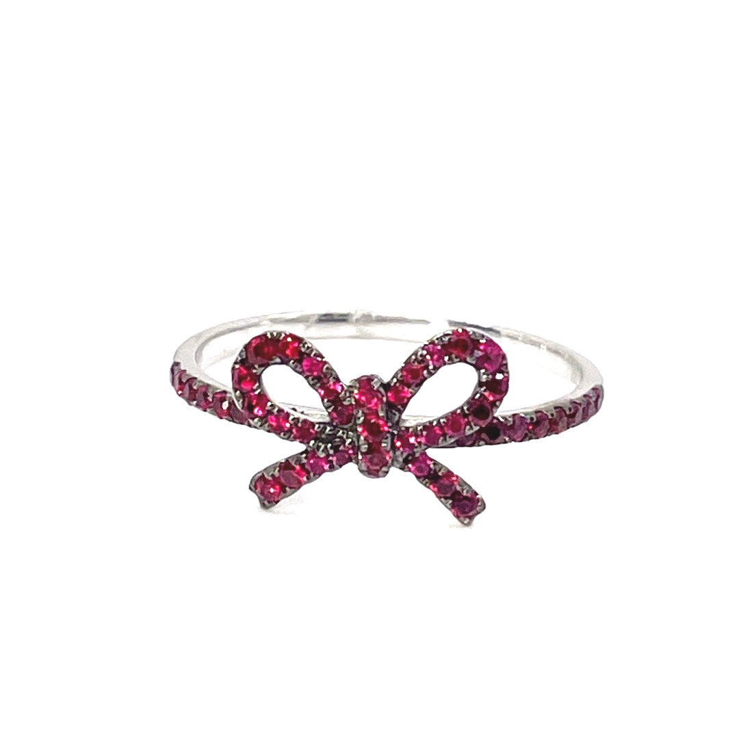 10K White Gold "The Papillan" Ruby Bow Ring