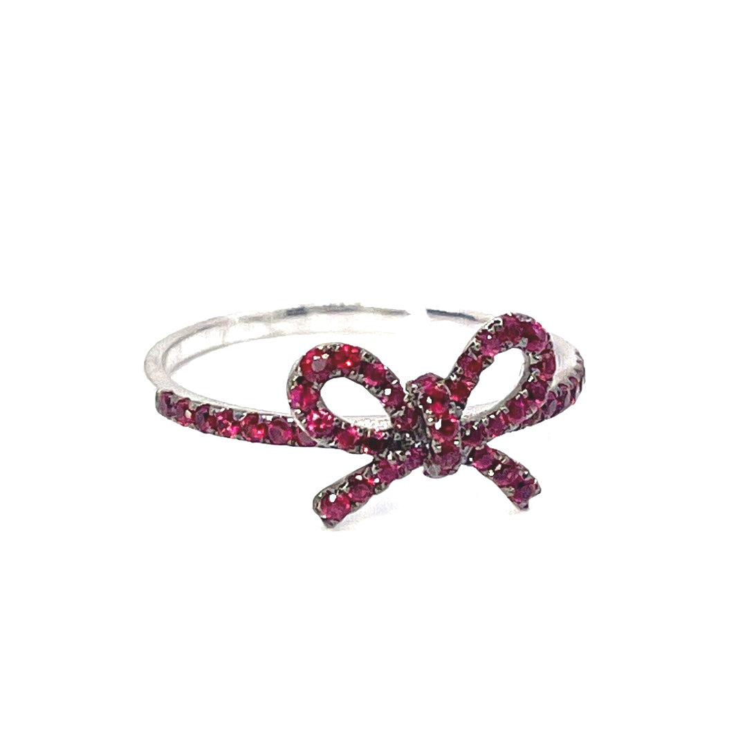 10K White Gold "The Papillan" Ruby Bow Ring