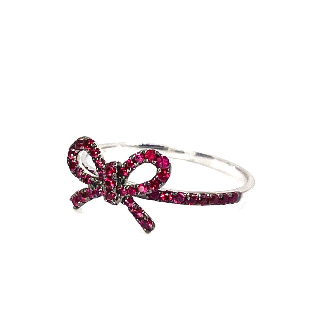 10K White Gold "The Papillan" Ruby Bow Ring