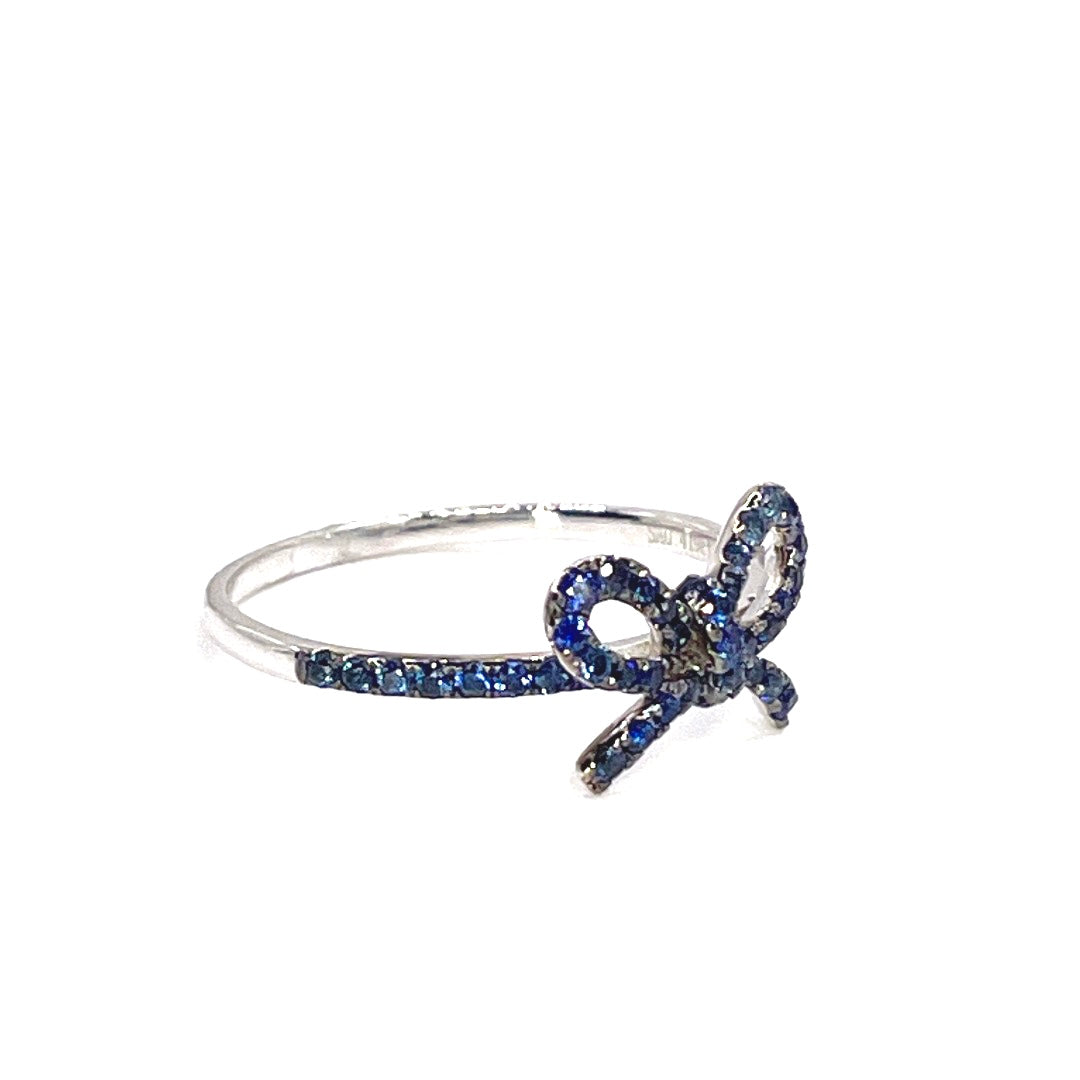 10K White Gold "The Papillan" Sapphire Bow Ring