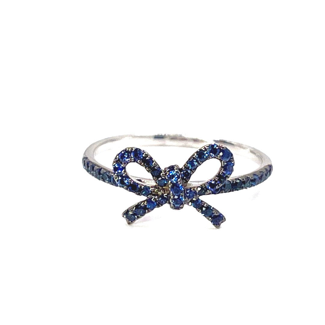 10K White Gold "The Papillan" Sapphire Bow Ring