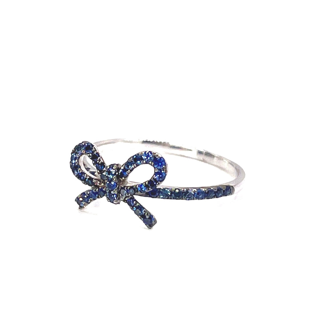 10K White Gold "The Papillan" Sapphire Bow Ring