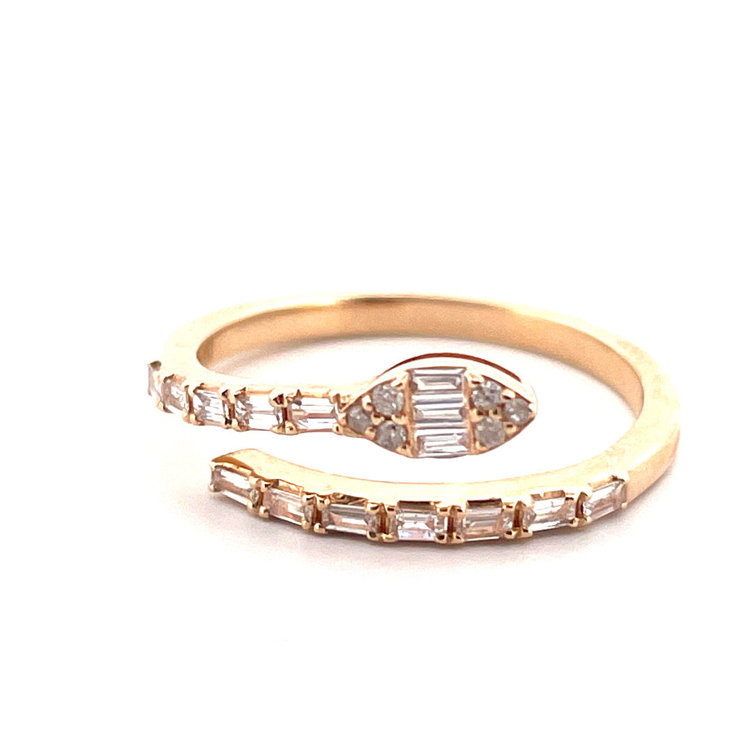 14K Yellow Gold or White Gold Open Cuff Snake Diamond Ring