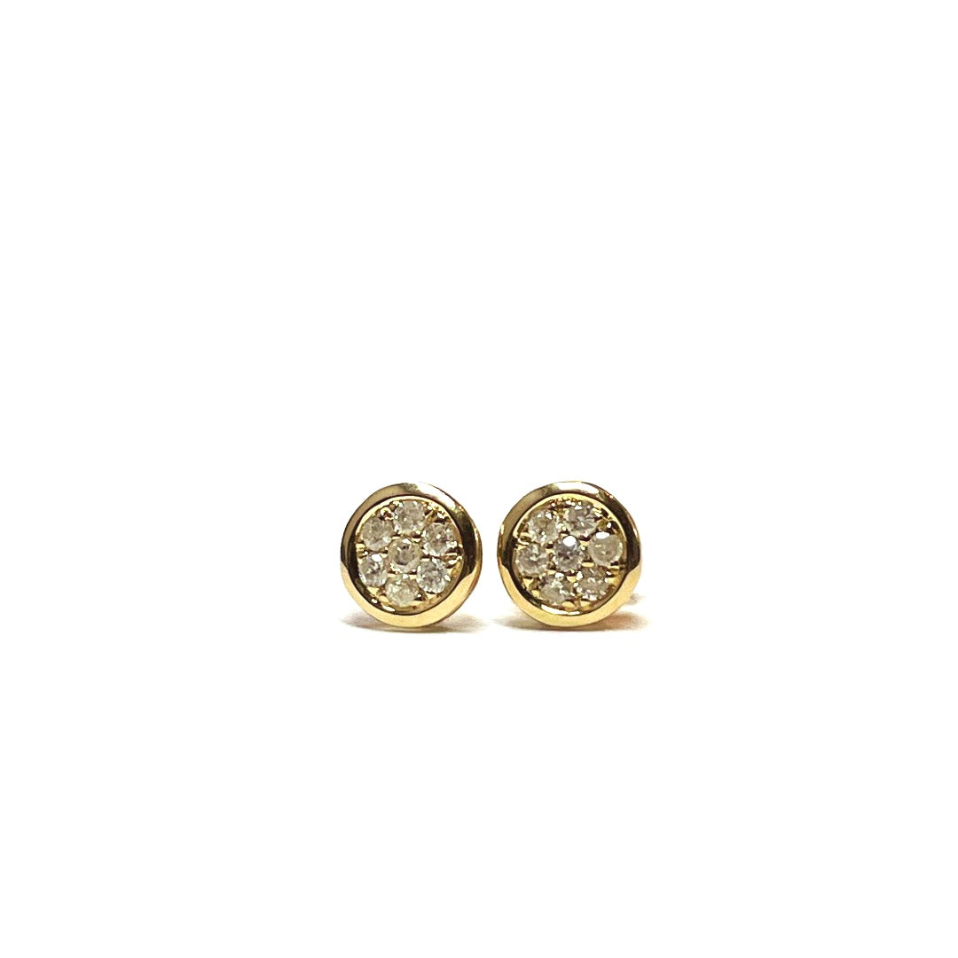 Stunning 14k Solid Yellow Gold Push-Back Diamond Earrings