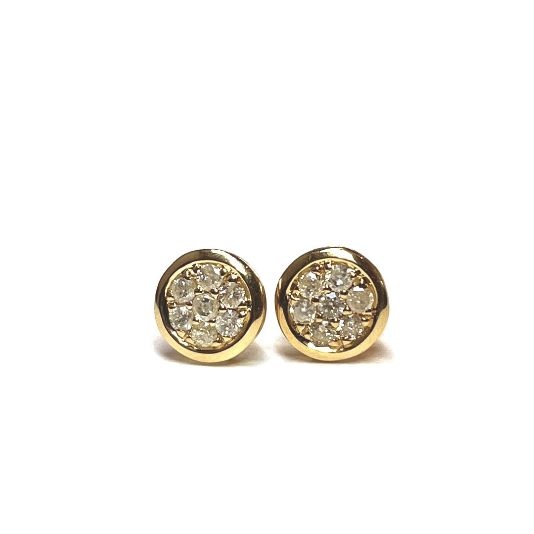 Stunning 14k Solid Yellow Gold Push-Back Diamond Earrings