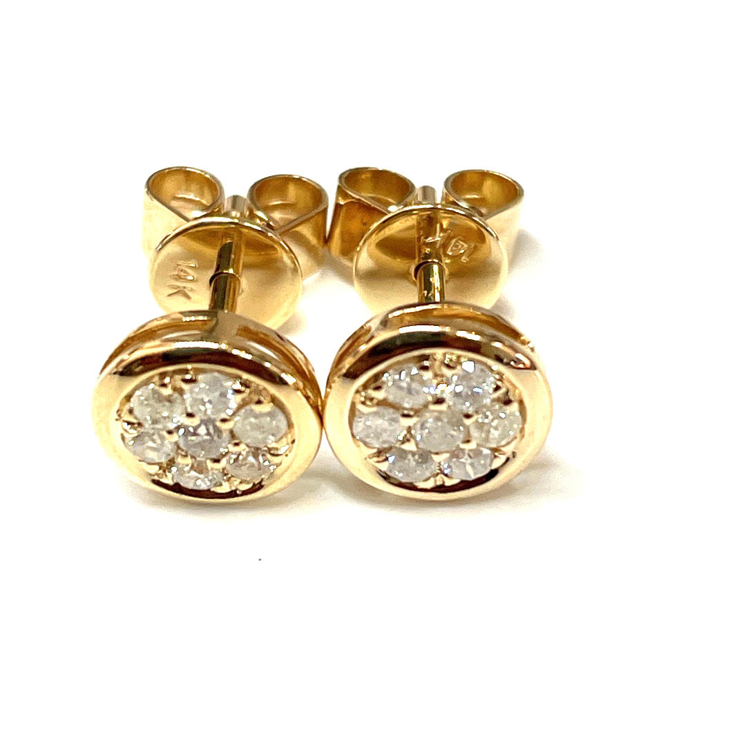 Stunning 14k Solid Yellow Gold Push-Back Diamond Earrings