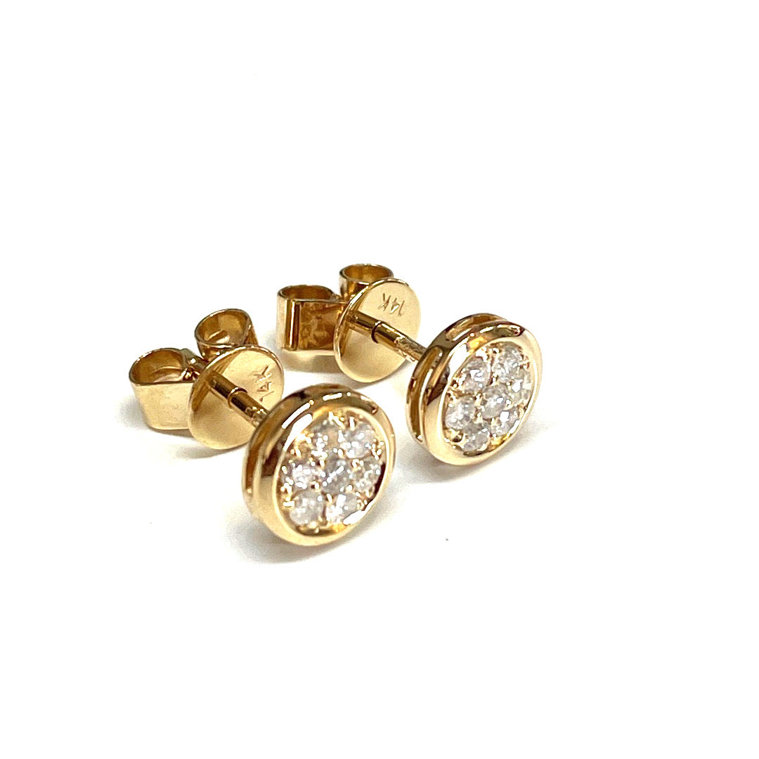 Stunning 14k Solid Yellow Gold Push-Back Diamond Earrings