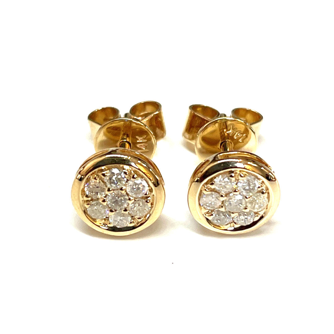 Stunning 14k Solid Yellow Gold Push-Back Diamond Earrings