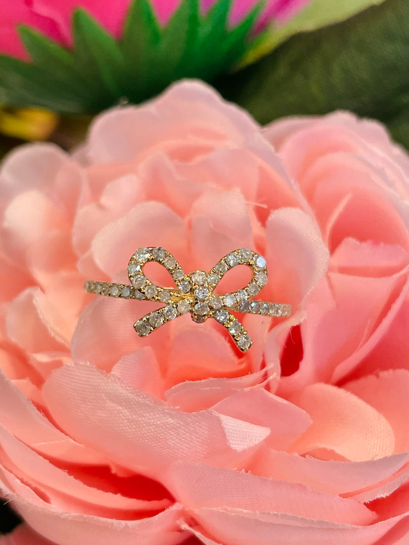 14K Yellow Gold "The Papillan" Diamond Bow Ring