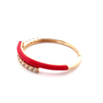 Load image into Gallery viewer, 14K Yellow Gold Red Enamel Diamond Ring
