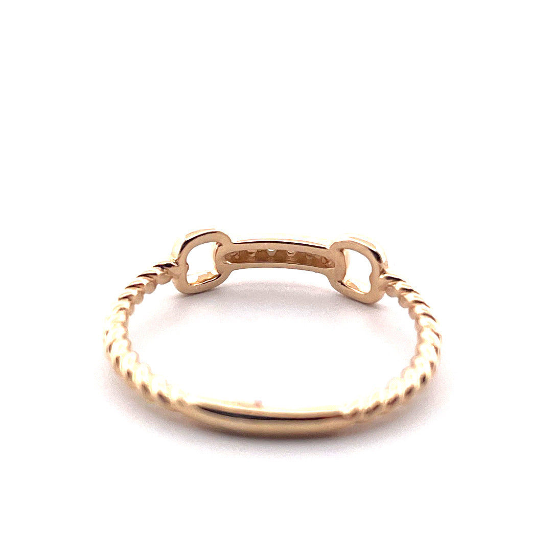 14k Yellow Gold GG Link Diamond Ring