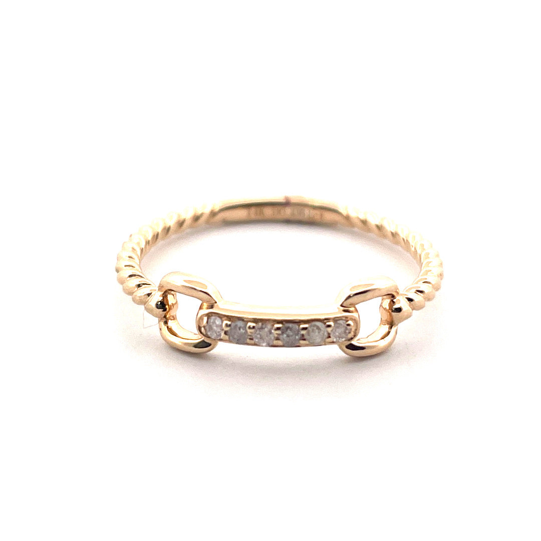 14k Yellow Gold GG Link Diamond Ring