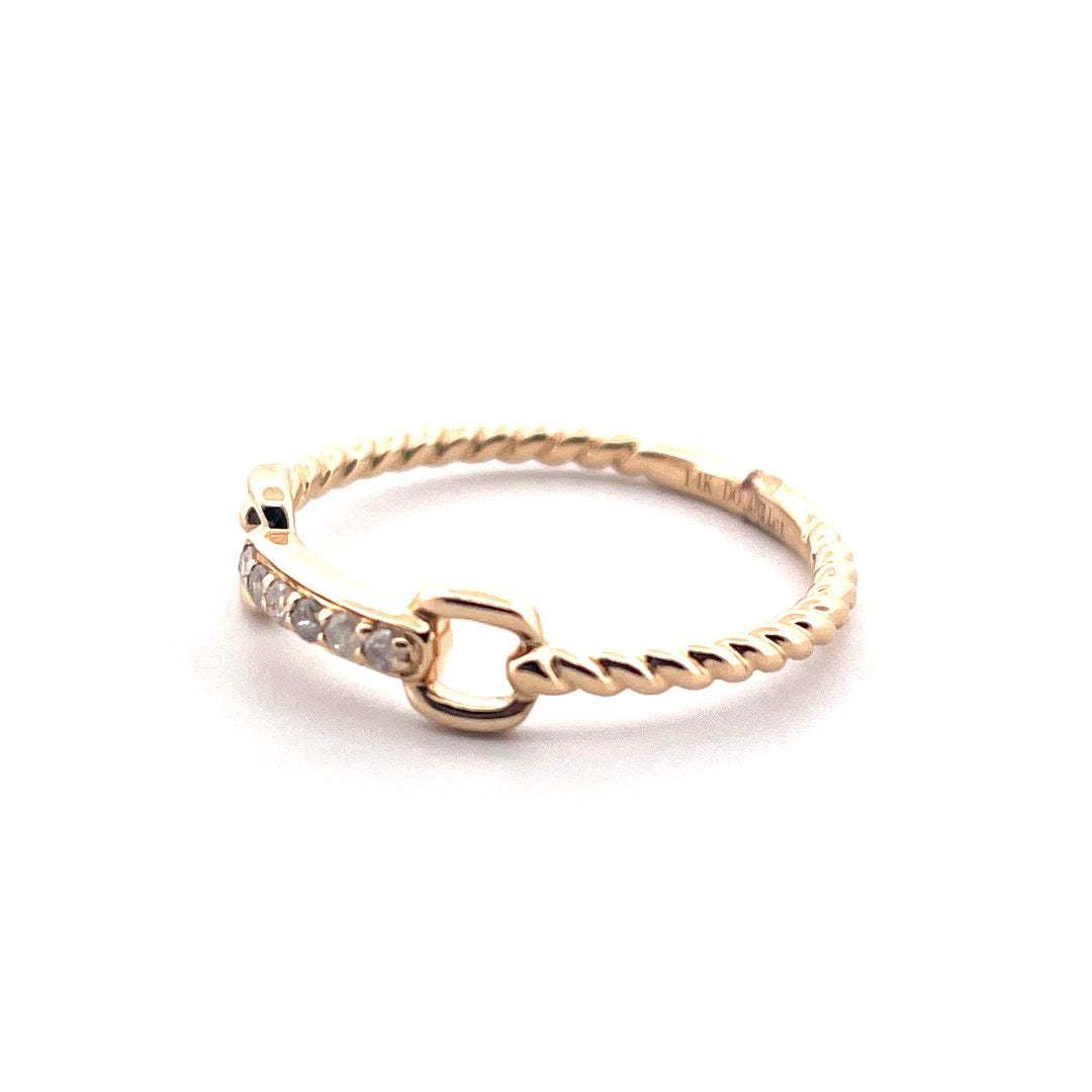 14k Yellow Gold GG Link Diamond Ring