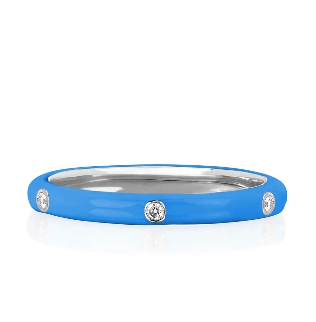 Stackable Enamel Diamond Band In 18K White Gold Pre Order Yours Today!!