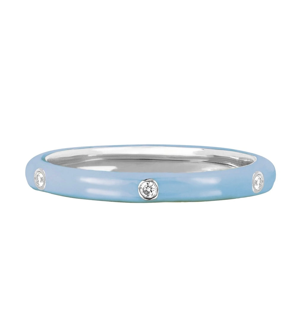 Stackable Enamel Diamond Band In 18K White Gold Pre Order Yours Today!!