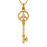 Load image into Gallery viewer, Classic Peace Sign Necklace in Solid 14K White Gold or Yellow Gold
